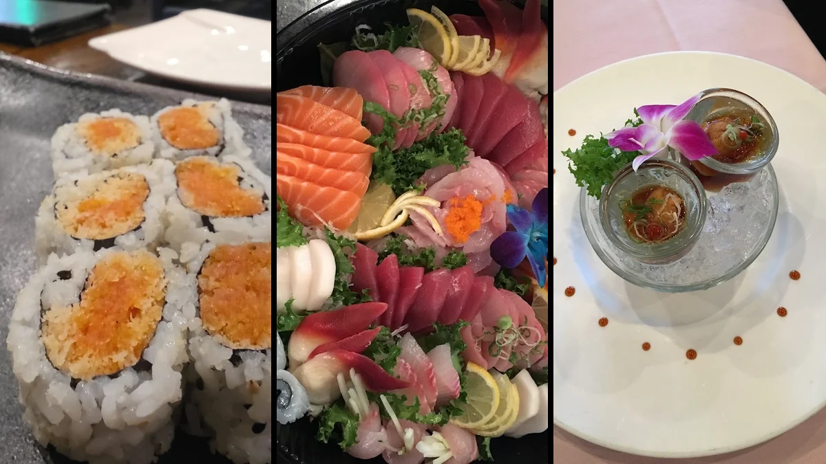 Sushi and small plates in a contemporary dining room.